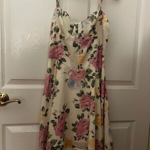 Floral Print Bustier Mini Dress with Spaghetti Straps xs